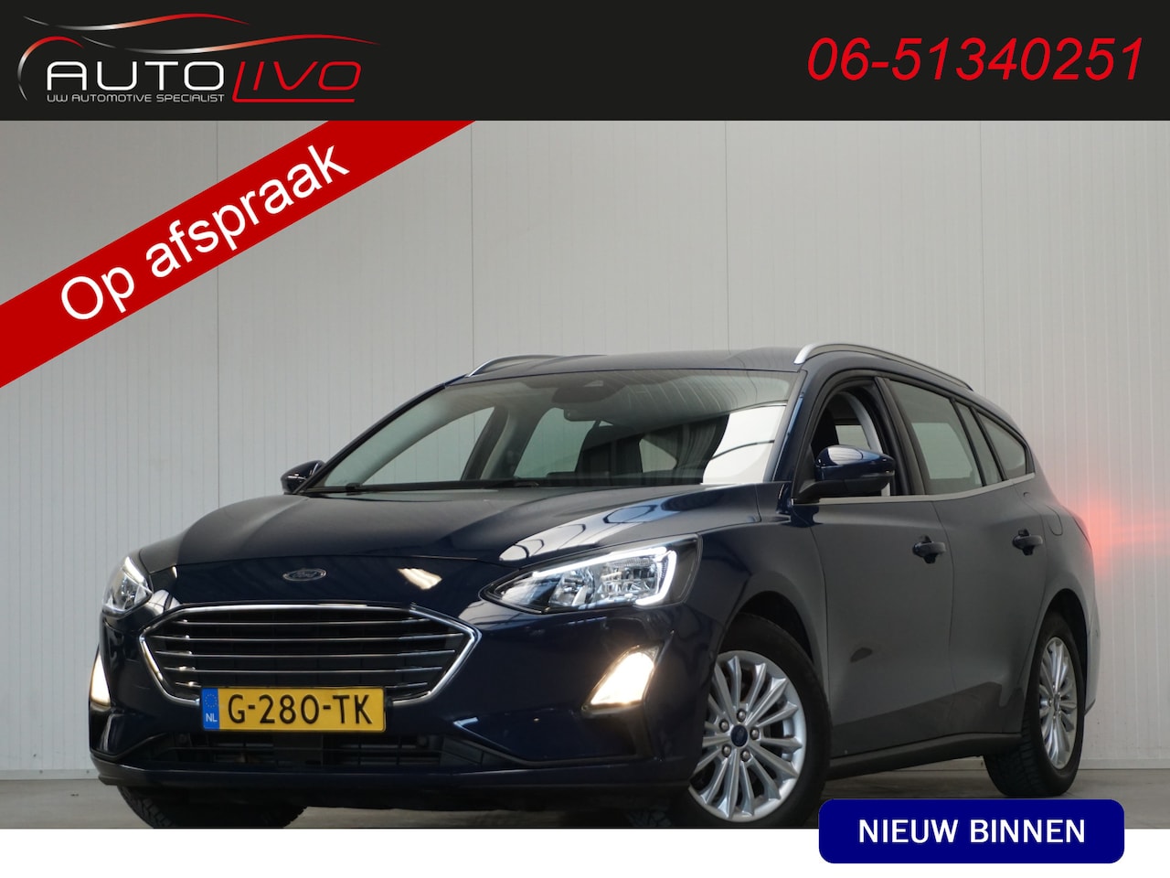 Ford Focus Wagon - 1.0 EcoBoost Titanium Business 125 PK! NAVI CLIMA PDC CAMERA APPLE CRUISE etc. - AutoWereld.nl