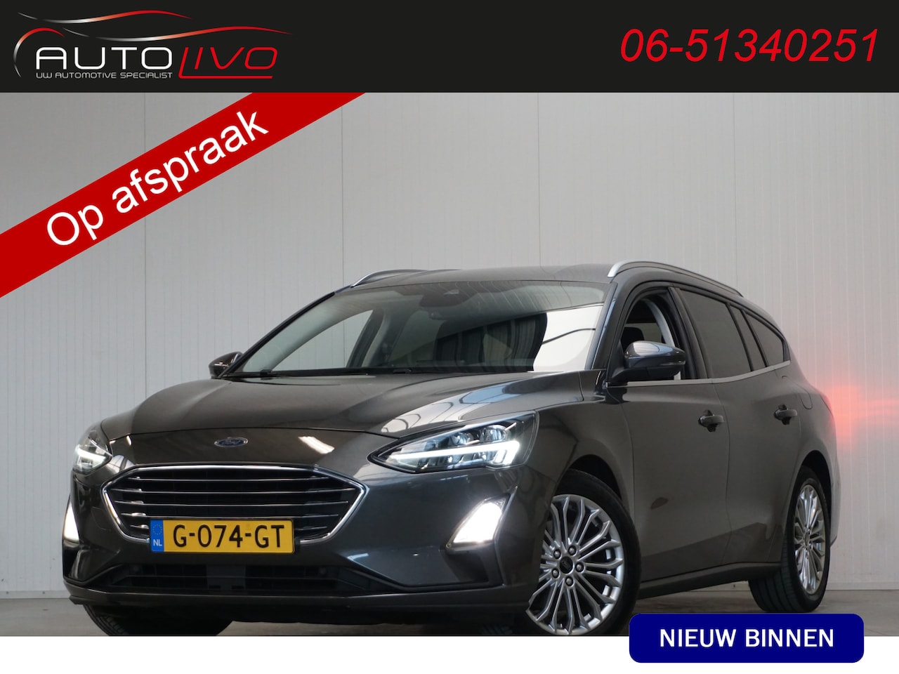 Ford Focus Wagon - 1.5 EcoBlue Titanium Business AUTOMAAT! LED B & O CLIMA ST. VERW. APPLE NAVI CAMERA TREKHA - AutoWereld.nl