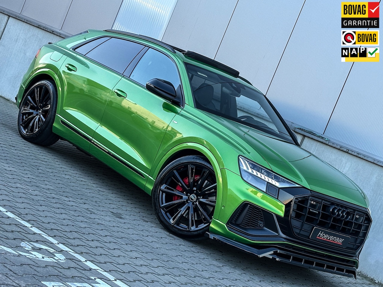 Audi Q8 - 55 TFSI E 381Pk 23Inch Exclusive Groen SQ8 dif Rs-int B&O Full Black optic - AutoWereld.nl