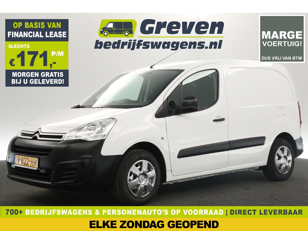 Citroën Berlingo - 1.6 BlueHDI L1H1 Marge Airco Cruisecontrol Elektrpakket Schuifdeur Trekhaak - AutoWereld.nl