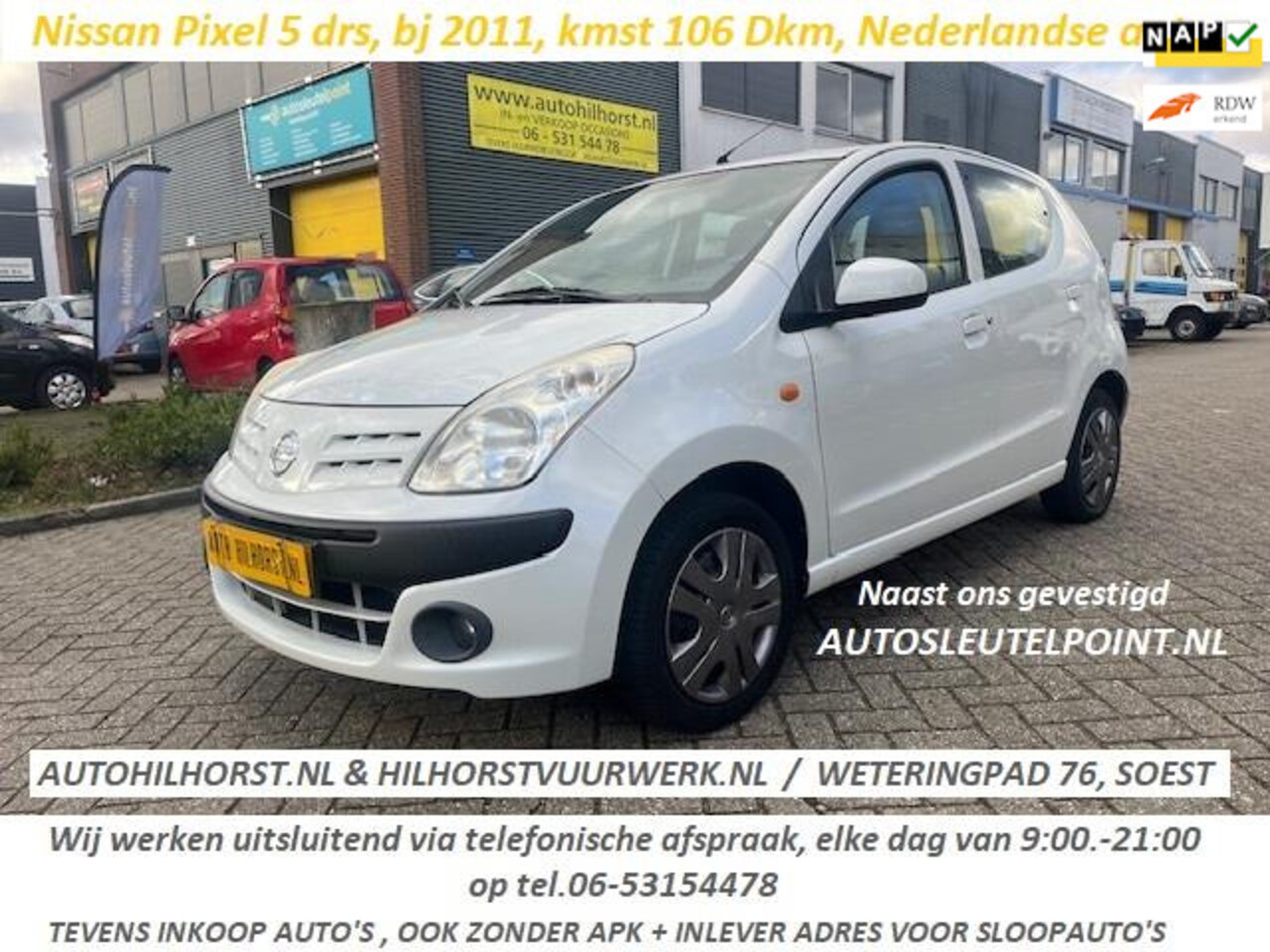 Nissan Pixo - 1.0 Acenta 1.0 Acenta, zeer mooie auto, boekjes + nap pas, Nederlandse auto, trekhaak, parelmoer lak - AutoWereld.nl