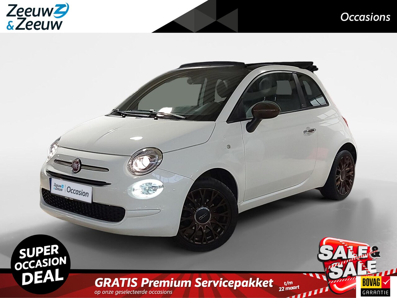 Fiat 500 C - 1.0 Hybrid Lounge | Schuifdak | Parkeersensoren achter | Apple Carplay/Android auto | Blue - AutoWereld.nl