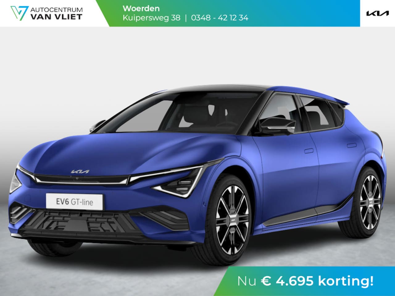 Kia EV6 - GT-Line AWD 84 kWh | Uit voorraad leverbaar | Yacht Blue Matte - AutoWereld.nl