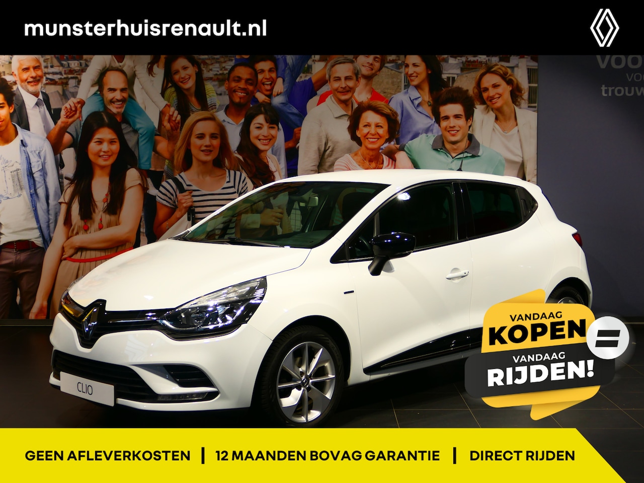 Renault Clio - 1.2 Limited 75pk - 4 cylinder motor - Inklapbare spiegels, sensor achter, cruise, navi - AutoWereld.nl