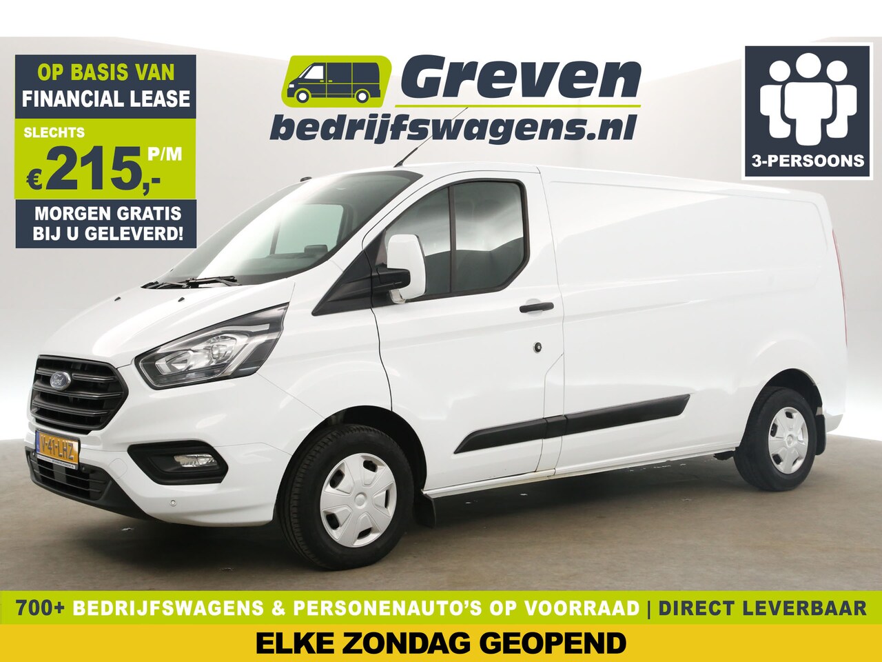 Ford Transit Custom - 2.0 BlueHDI L2H1 Airco Cruise Carplay LED Trekhaak Stoelverwarming Parkeersensoren 3 Perso - AutoWereld.nl