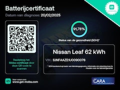 Nissan LEAF - E+ Tekna 62 kWh 92% SOH Batterij Certificaat LEER BOSE CARPLAY 1e EIGENAAR Rijklaarprijs