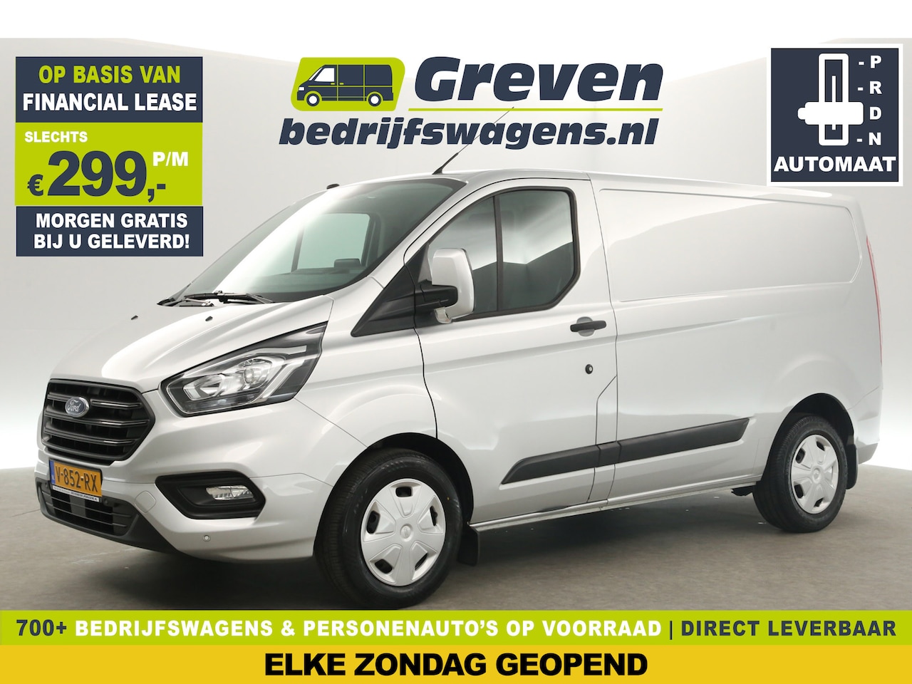 Ford Transit Custom - 2.0 TDCI L1H1 Automaat Airco LED Cruise Camera Carplay Navigatie 3 Persoons PDC - AutoWereld.nl