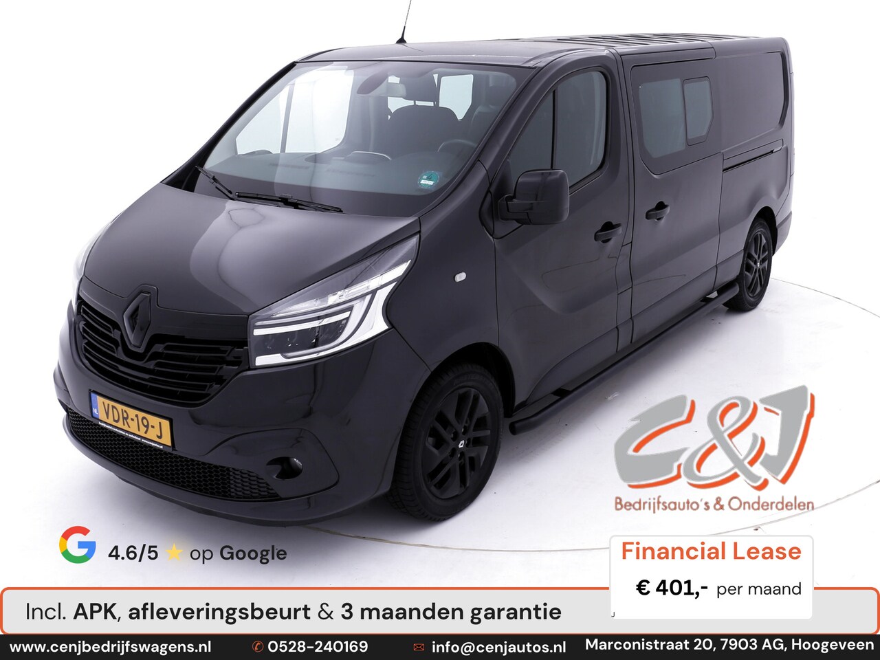 Renault Trafic - 2.0 dCi 145 T30 L2H1 luxe black line airco cruise navigatie lease 401,- p/md - AutoWereld.nl