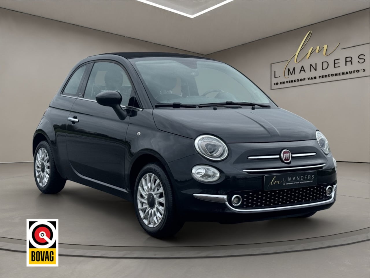 Fiat 500 C - 1.2 Lounge 2017 ZWART | Cabrio | Apple CarPlay | Benzine | PDC - AutoWereld.nl