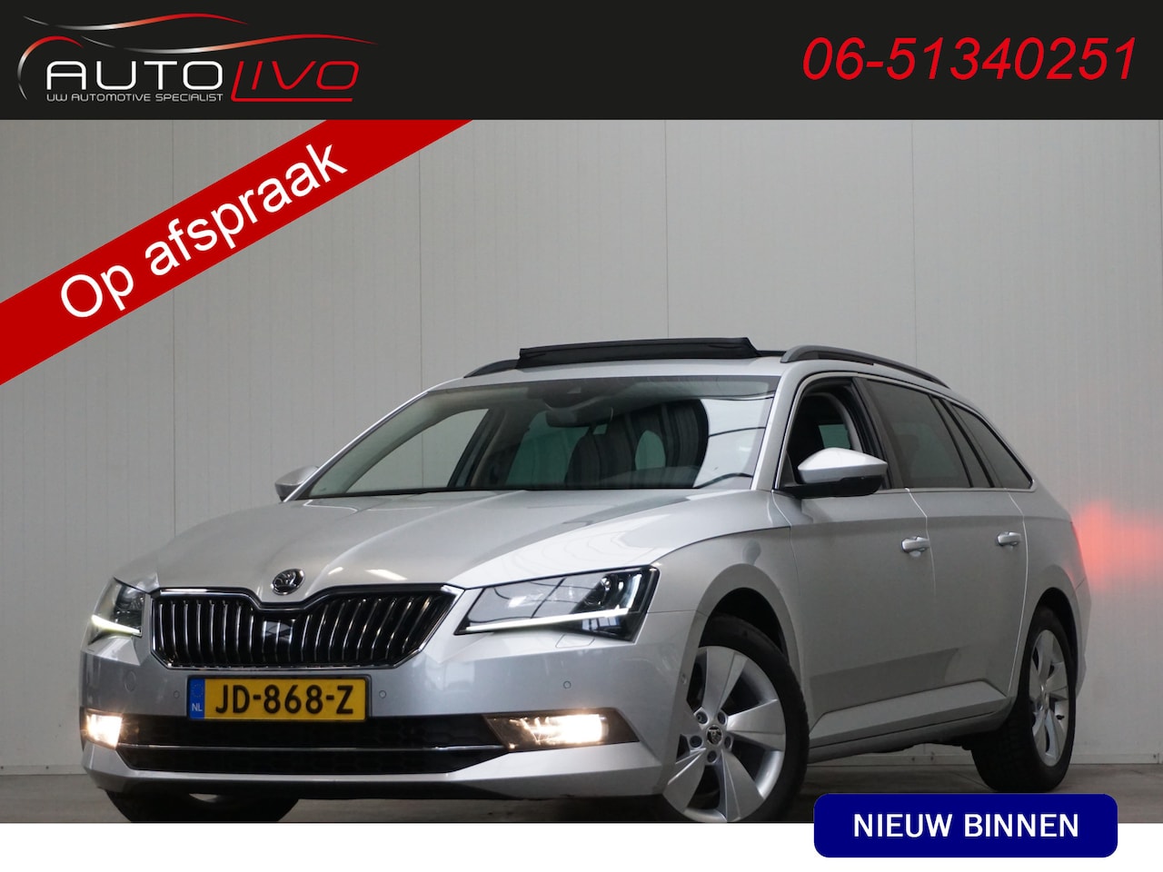 Skoda Superb Combi - 1.6 TDI Ambition Business AUTOMAAT! PANO XENON CAMERA SMARTLINK TREKHAAK etc. - AutoWereld.nl