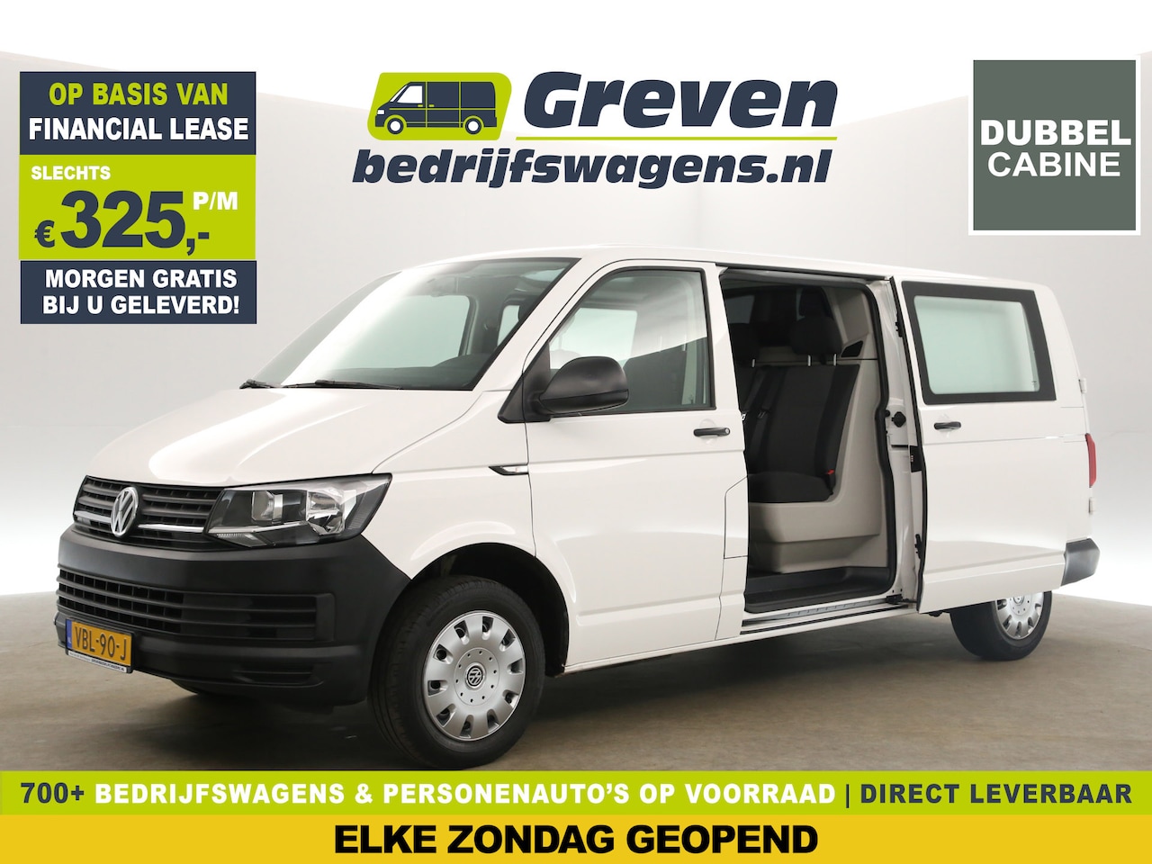 Volkswagen Transporter - 2.0 TDI L2H1 | Dubbele Cabine | 5 Persoons | Airco Cruise 2xSchuifdeur Trekhaak Bluetooth - AutoWereld.nl