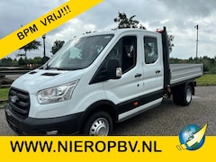 Ford Transit - Dubbelcabine 6+1 Pers Openlaadbak Airco Cruisecontrol 170PK NIEUW GEEN BPM