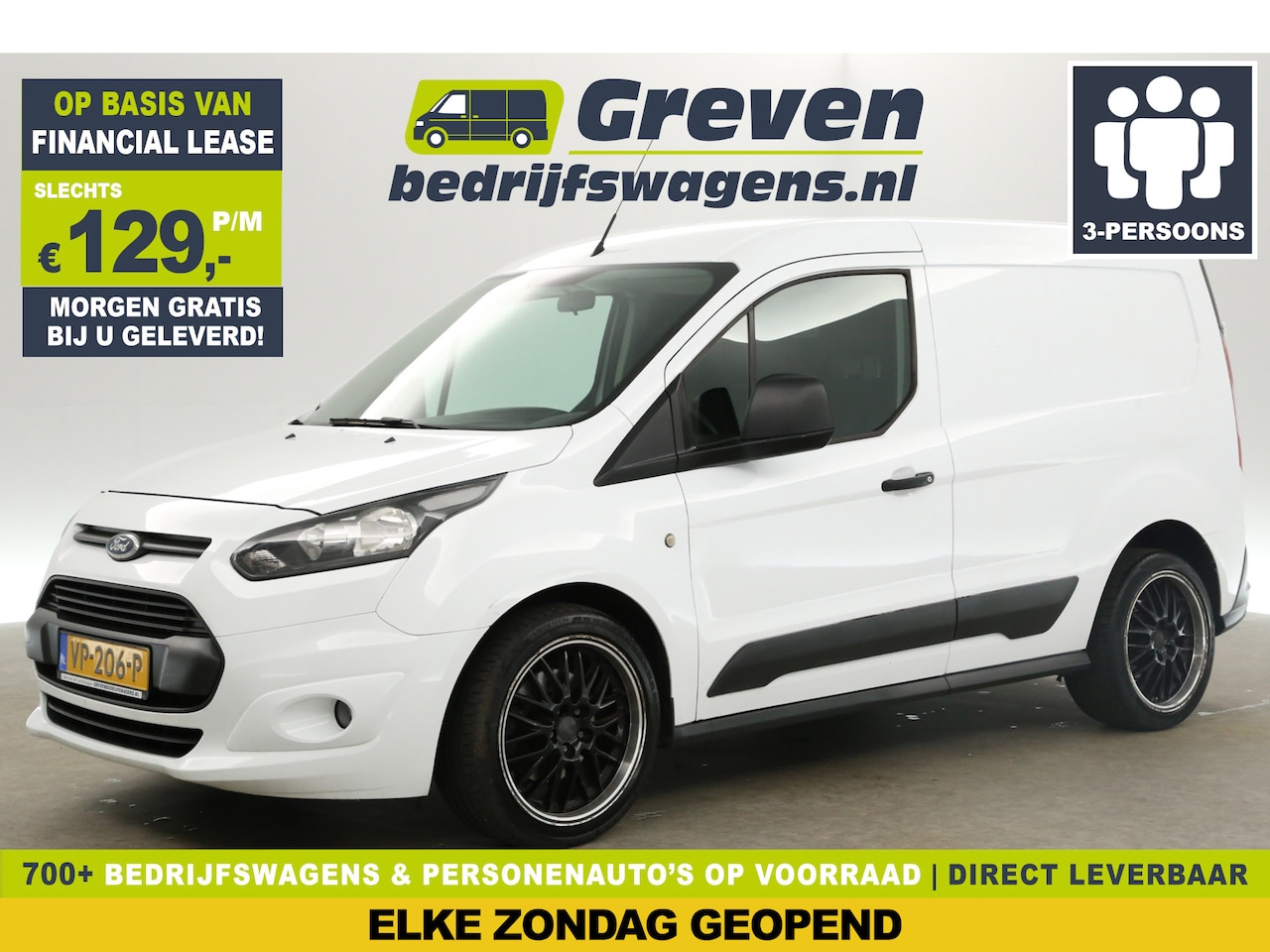 Ford Transit Connect - 1.6 TDCI L1H1 3 Persoons Airco Trekhaak 18"LMV Bluetooth Elektrpakket Schuifdeur - AutoWereld.nl