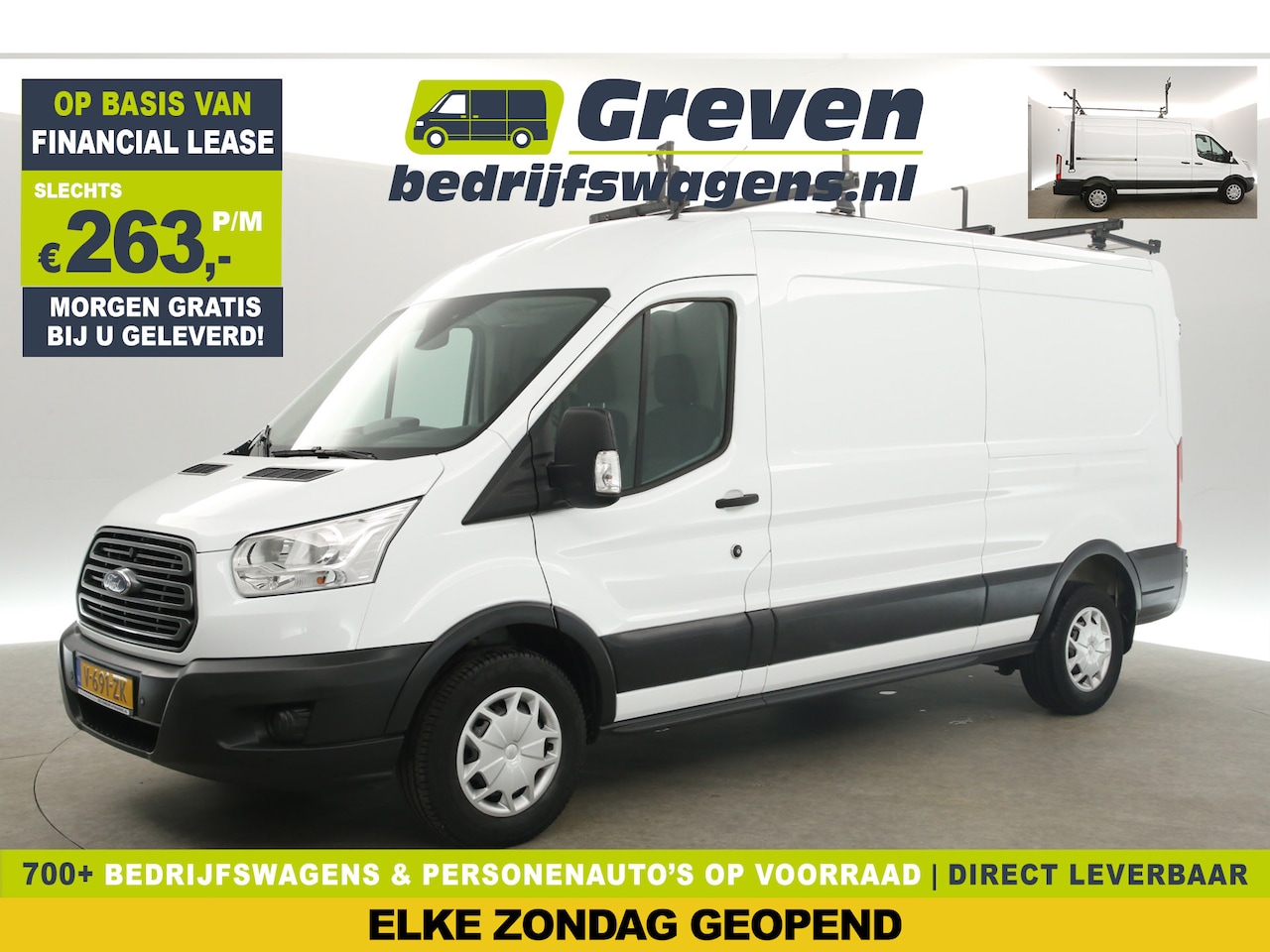 Ford Transit - 350 2.0 TDCI L3H2 2800KG Trekgew. Ladderlift Trekhaak LED Airco Cruise PDC 3 Persoons - AutoWereld.nl