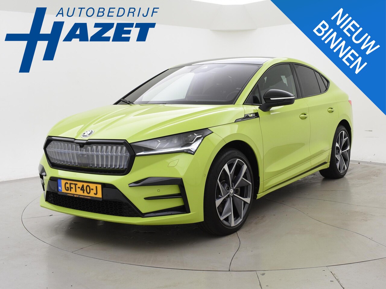 Skoda Enyaq Coupé iV - 80 RS 300 PK MAMBA GREEN + CRYSTAL LIGHT | HEAD-UP | PANORAMA | MASSAGE | 360 CAMERA - AutoWereld.nl