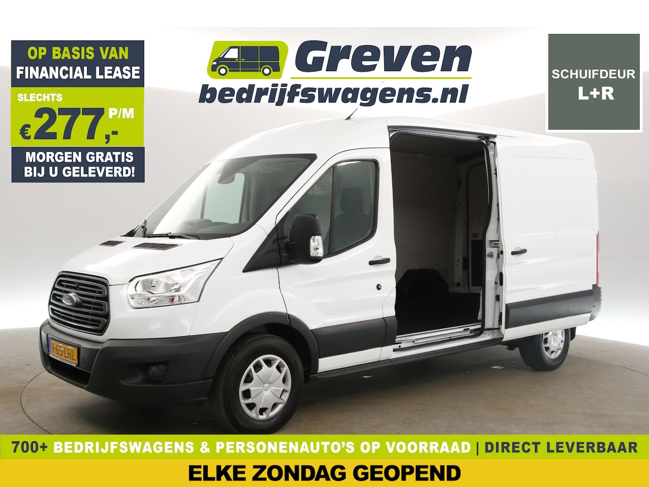 Ford Transit - 350 2.0 TDCI L3H2 Trend 170PK Airco Cruise LED 2xSchuifdeur Stoelverwarming Parkeersensore - AutoWereld.nl