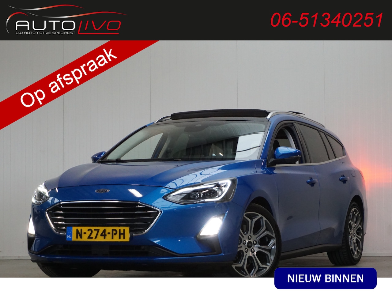 Ford Focus Wagon - 1.5 EcoBlue Titanium Business AUTOMAAT! PANO B & O LED CLIMA PDC AD. CRUISE ST. VERW. TREK - AutoWereld.nl