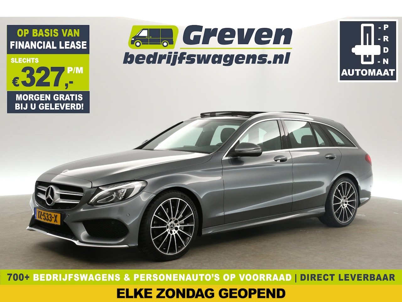 Mercedes-Benz C-klasse - 180 AMG 157PK Pano LED Camera Trekhaak Clima Cruise Leder Stoelverwarming Navi PDC 19''LMV - AutoWereld.nl