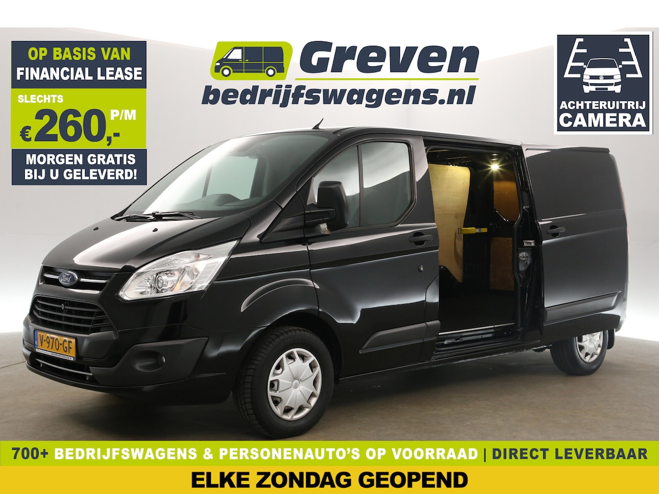 Ford Transit Custom - 2.0 TDCI L2H1 2xSchuifdeur Airco Cruise Camera Trekhaak 3 Persoons PDC Elektrpakket - AutoWereld.nl