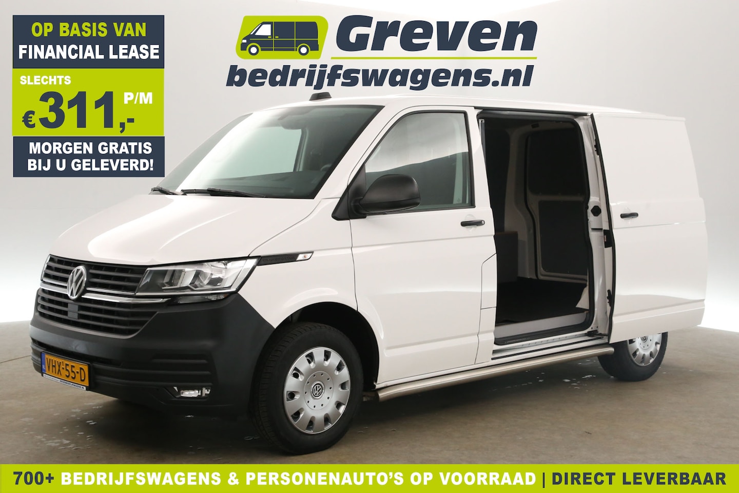 Volkswagen Transporter - 2.0 TDI L1H1 Airco Carplay Cruise 2xSchuifdeur 3 Persoons Navi Parkeersensoren DAB+ Sideba - AutoWereld.nl