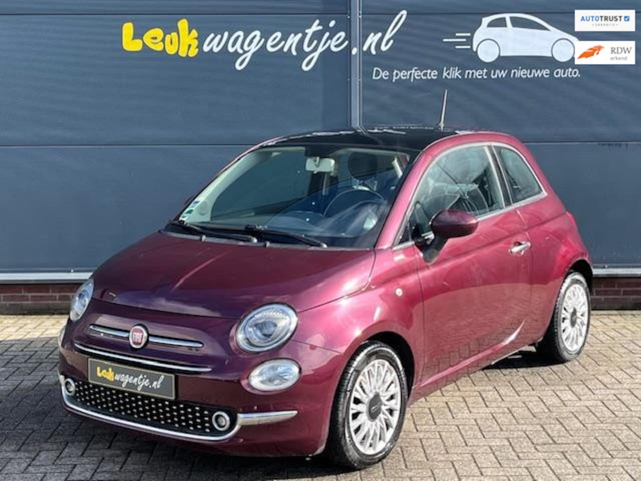 Fiat 500 - 0.9 TwinAir Turbo Lounge *bordeaux *cruise *pano - AutoWereld.nl