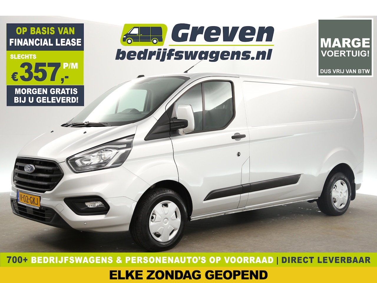 Ford Transit Custom - 300 2.0 TDCI L2H1 Marge Airco Cruise PDC 3 Persoons LED Elektrpakket Stoelverw. Trekhaak - AutoWereld.nl