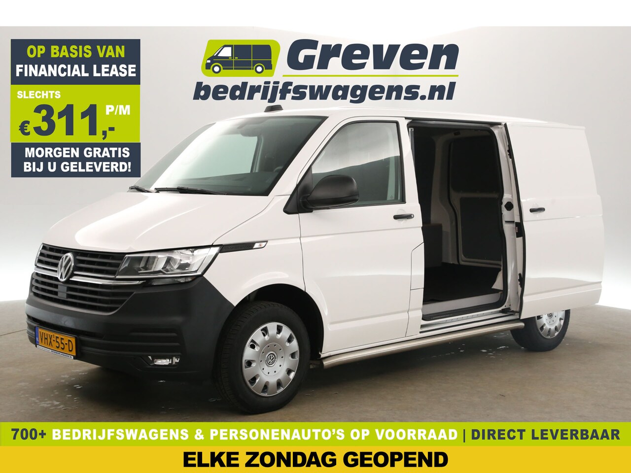 Volkswagen Transporter - 2.0 TDI L1H1 Airco Carplay Cruise 2xSchuifdeur 3 Persoons Navi Parkeersensoren DAB+ Sideba - AutoWereld.nl