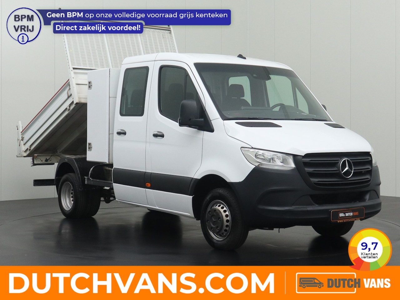 Mercedes-Benz Sprinter - 514CDI 7G-Tronic Automaat Kipper Dubbele Cabine | 3500Kg Trekhaak | 7-persoons | Toolbox - AutoWereld.nl