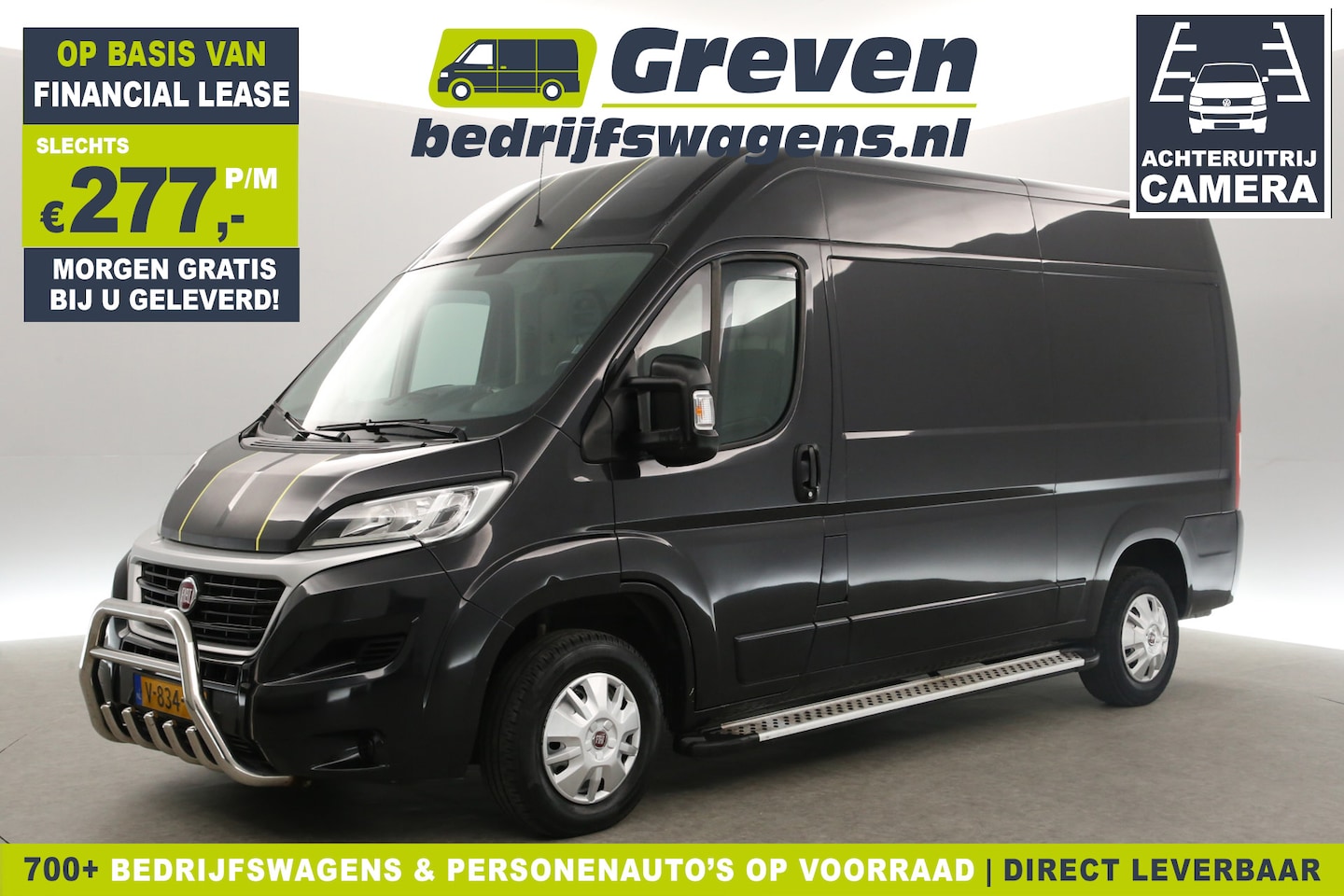 Fiat Ducato - 30 2.3 MultiJet L2H2 Automaat Airco Camera Cruise Trekhaak Navigatie 3 Persoons Striping - AutoWereld.nl