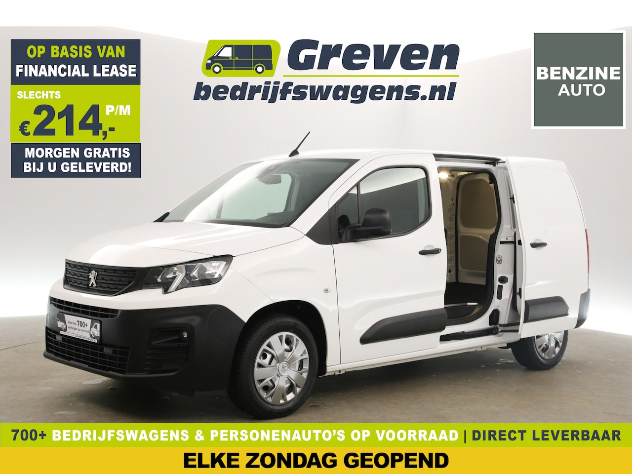 Peugeot Partner - 1.2 PureTech Long L2H1 | BENZINE | EMISSIEVRIJE ZONE | 111PK Airco Cruise Carplay 3 Persoo - AutoWereld.nl