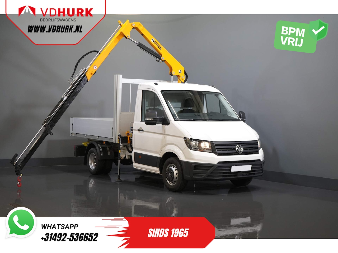 Volkswagen Crafter - 50 165 pk Effer 352S Kraan/ Crane/ Kran/ Autokran/ PTO/ Open laadbak/ Dubbel Lucht - AutoWereld.nl