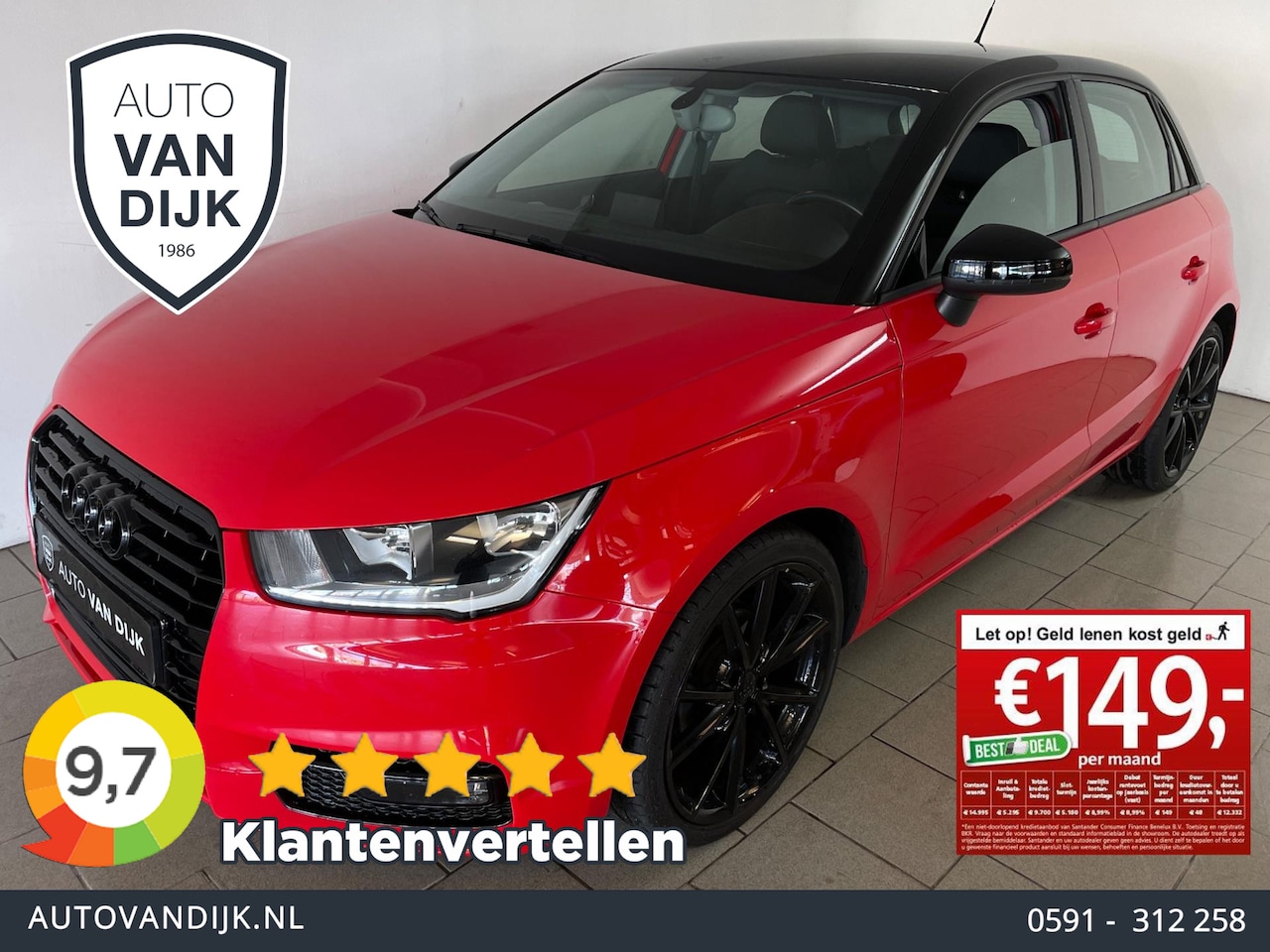 Audi A1 Sportback - 1.0 TFSI Advance Sport S-Line AIRCO NAVI BLUETOOTH STOELVERW PDC VELGEN ZWART DAK NIEUWSTA - AutoWereld.nl