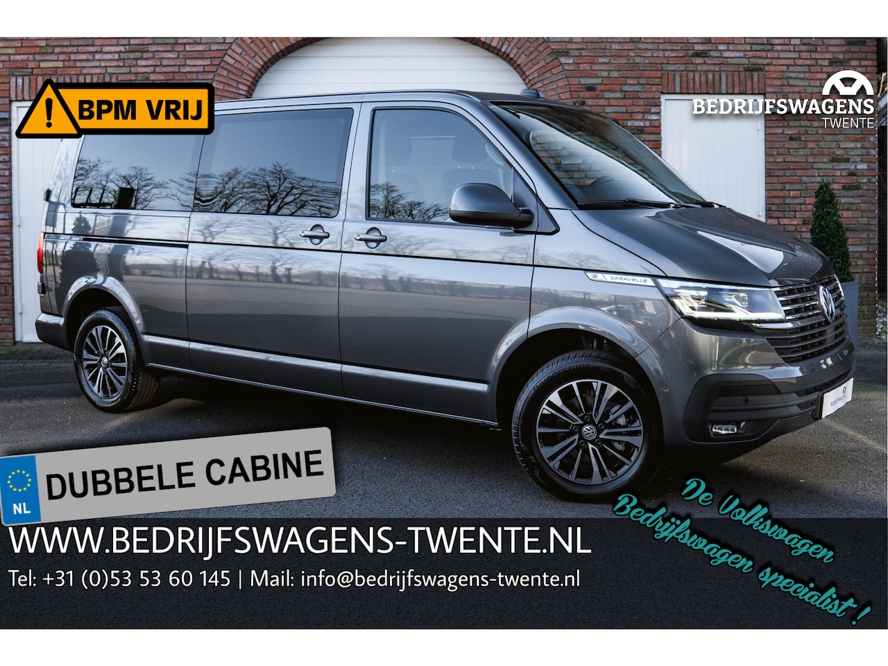 Volkswagen Transporter Caravelle - T6.1 2.0 TDI 150 PK DSG CARAVELLE L2H1 DUB/CAB A-Deuren ACC | LED | Digital Cockpit | Virt - AutoWereld.nl