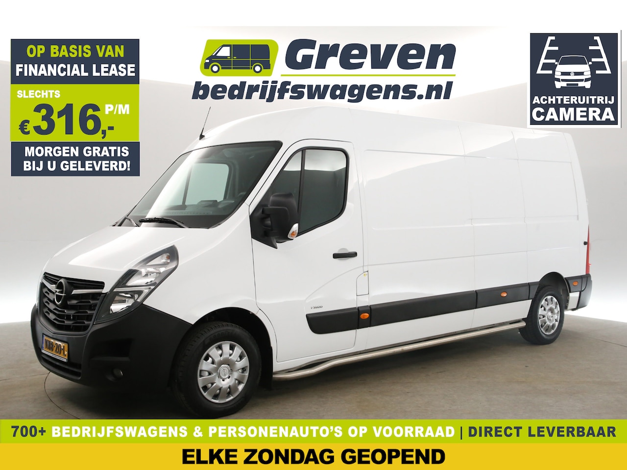 Opel Movano - 2.3 Turbo L3H2 Airco Cruise Camera Navi Inrichting LED 3 Persoons PDC Treeplank Schappen - AutoWereld.nl