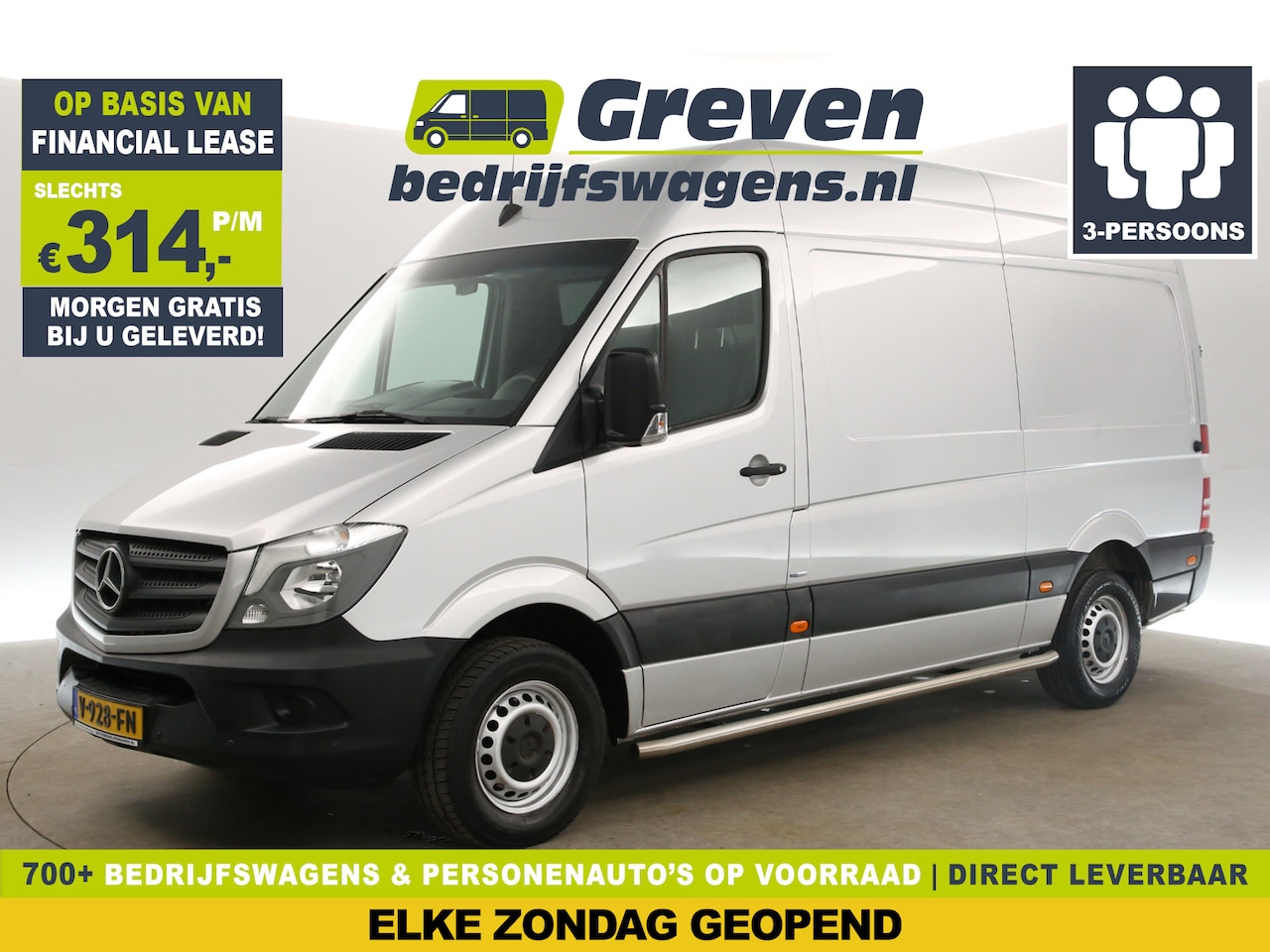 Mercedes-Benz Sprinter - 2.2 CDI 366 HD L2H2 Airco Parkeersensoren 3 Persoons Elektrpakket Sidebars - AutoWereld.nl