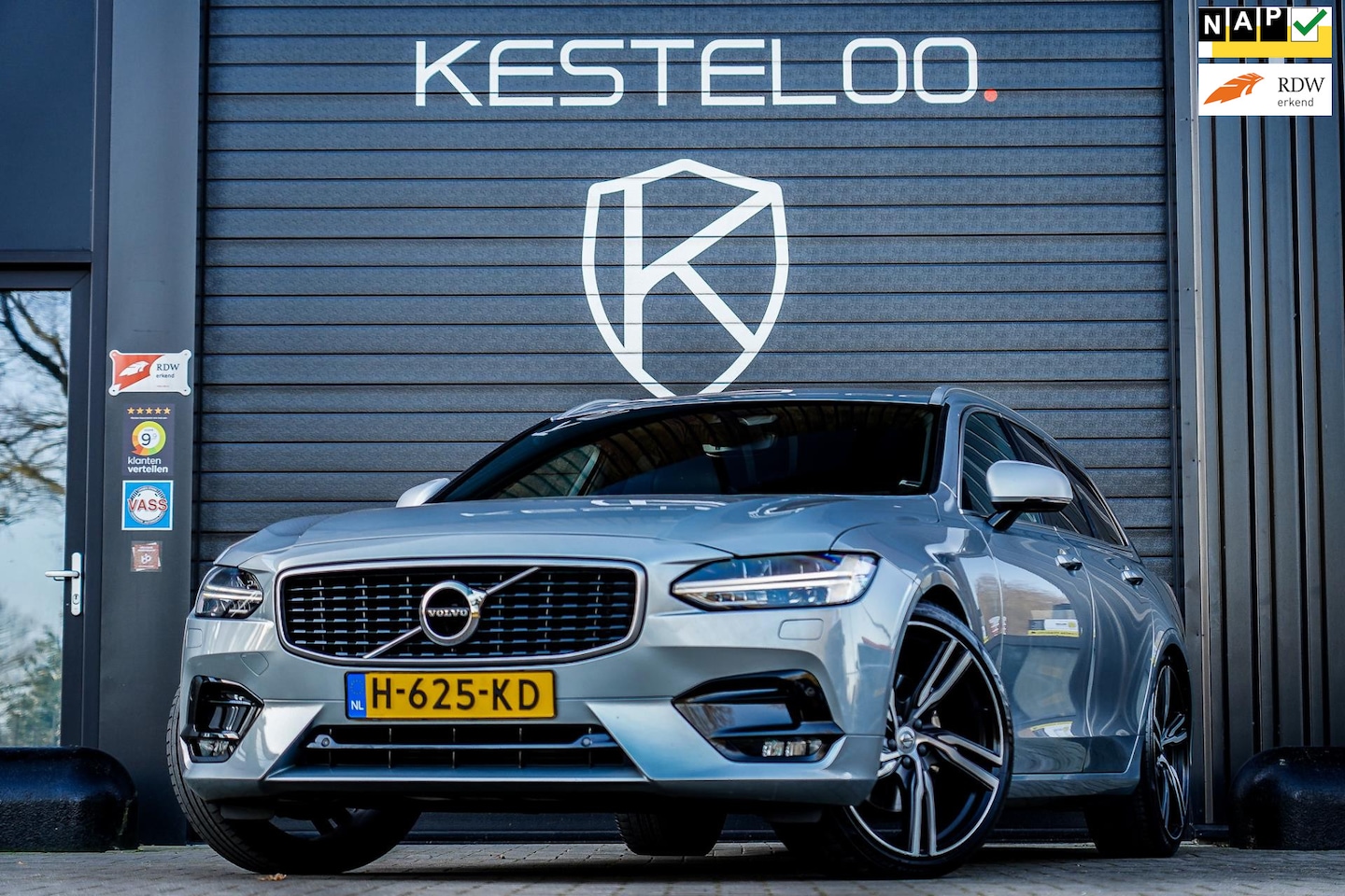 Volvo V90 - 2.0 T5 3x R-DESIGN TREKHAAK/ELECTRIC SILVER/HUD/KEYLESS - AutoWereld.nl