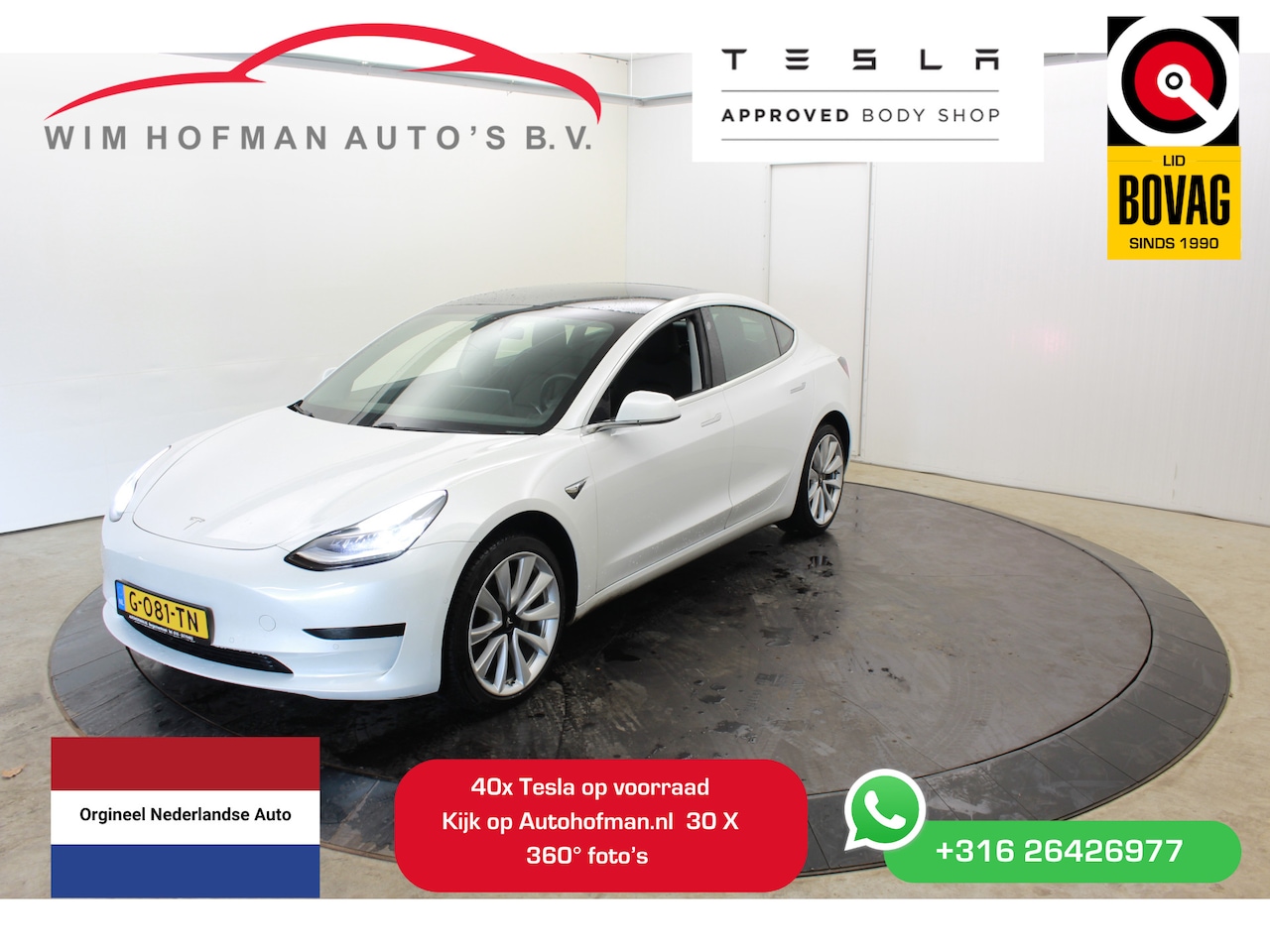 Tesla Model 3 - Standard RWD Plus 60 kWh 19"Trekhaak Autopilot FSD Comp 360º Camera Panodak Leder - AutoWereld.nl