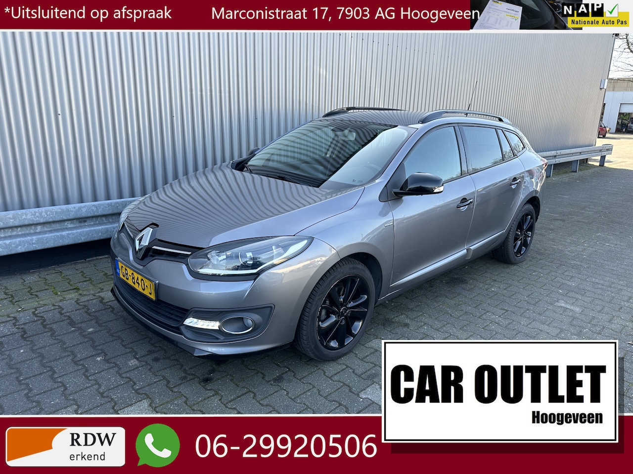 Renault Mégane Estate - 1.2 TCe Limited 144Dkm.NAP 2e Eignr, Clima, Navi, CC, PDC ,LM, – Inruil Mogelijk – - AutoWereld.nl