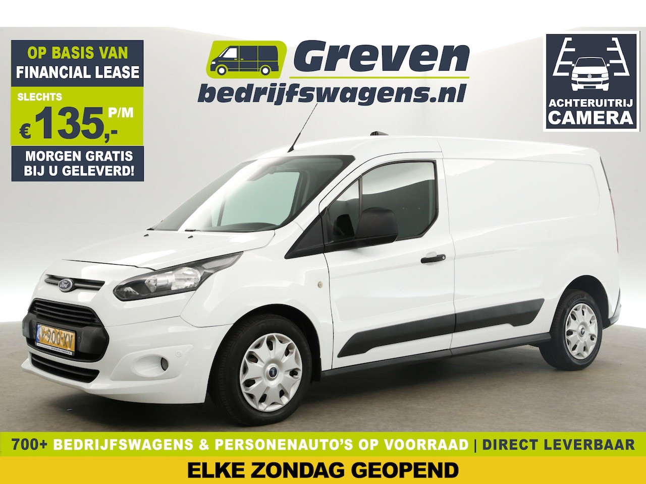 Ford Transit Connect - 1.6 TDCI L2H1 116PK Airco Camera Cruise Trekhaak Parkeersensoren 3 Persoons Schuifdeur - AutoWereld.nl