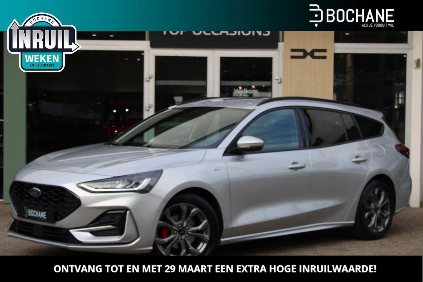 Ford Focus Wagon - 1.0 EcoBoost Hybrid 125 ST Line All season banden | Navigatie | Cruise Control | Achterrui - AutoWereld.nl