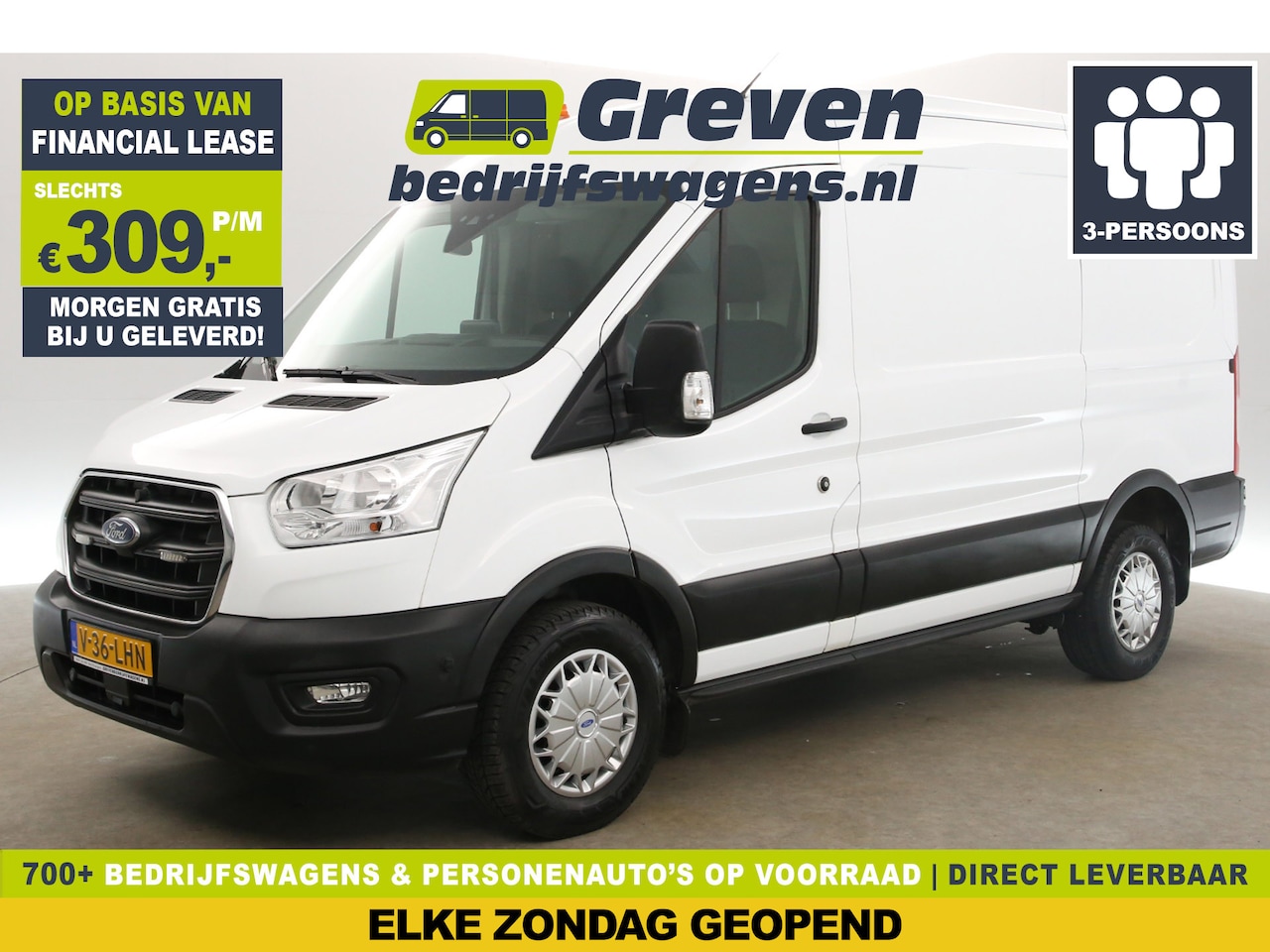 Ford Transit - 350 2.0 TDCI L2H2 Trend Airco Cruise Camera Carplay LED 3 Persoons PDC Elektrpakket - AutoWereld.nl