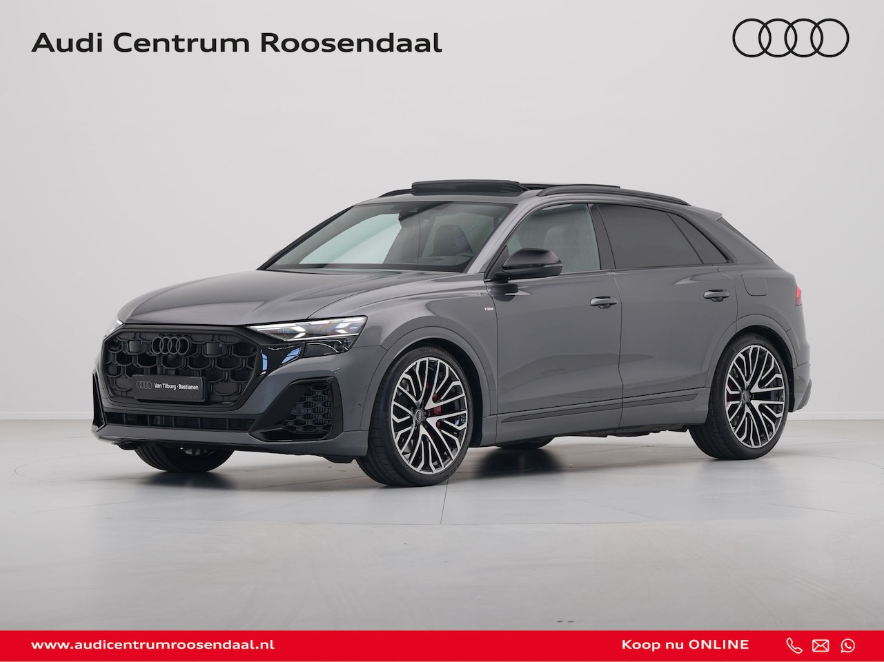 Audi Q8 - 60 TFSI e quattro Pro Line S Competition Panoramadak Wegklapbare trekhaak 23'' Lichtmetale - AutoWereld.nl