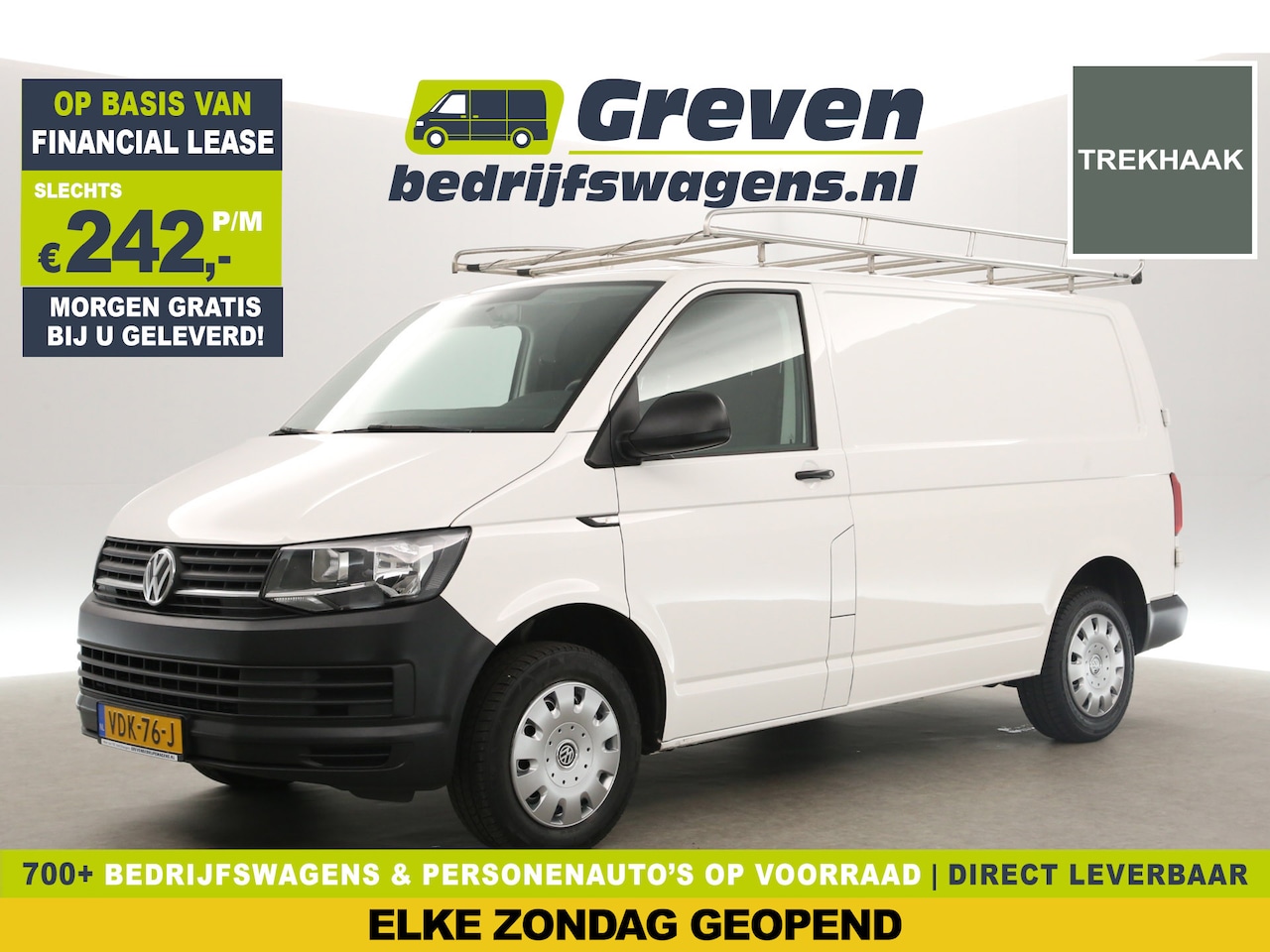 Volkswagen Transporter - 2.0 TDI L1H1 Airco Cruise Parkeersensoren Trekhaak Imperiaal 3 Persoons Bluetooth - AutoWereld.nl