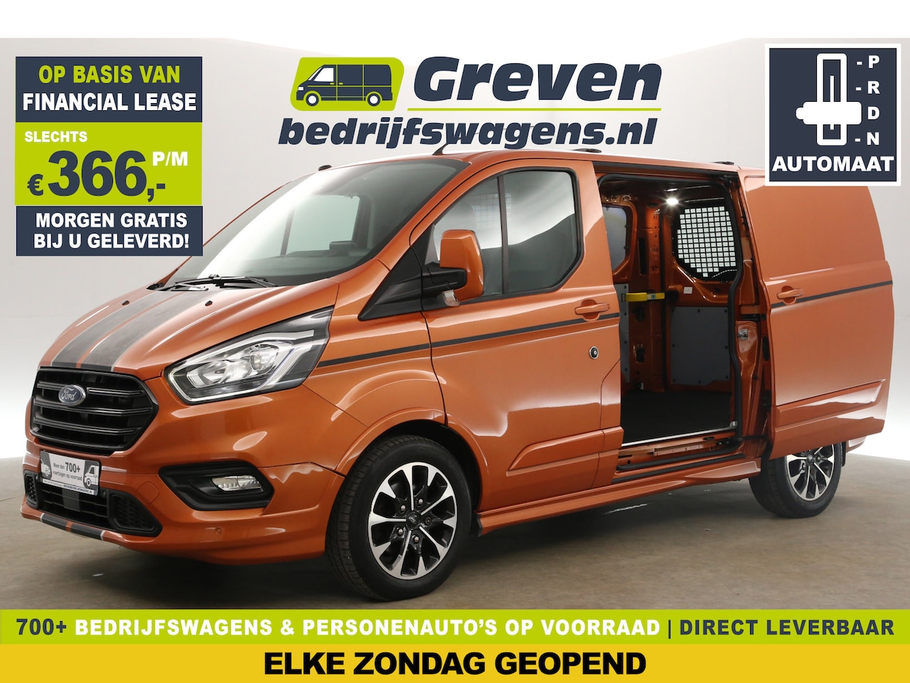 Ford Transit Custom - 310 2.0 TDCI L1H1 Sport 170PK Automaat Airco Carplay Cruise LED 2xSchuifdeur 17"LMV 3 Pers - AutoWereld.nl