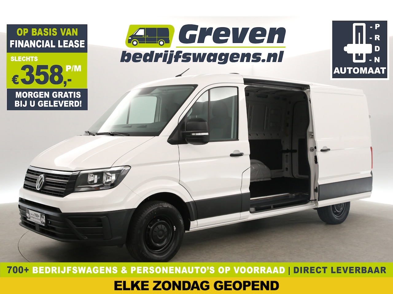 Volkswagen Crafter - 2.0 TDI L3H2 DSG Airco Cruise Carplay 2xSchuifdeur Trekhaak Navi 3 Persoons - AutoWereld.nl