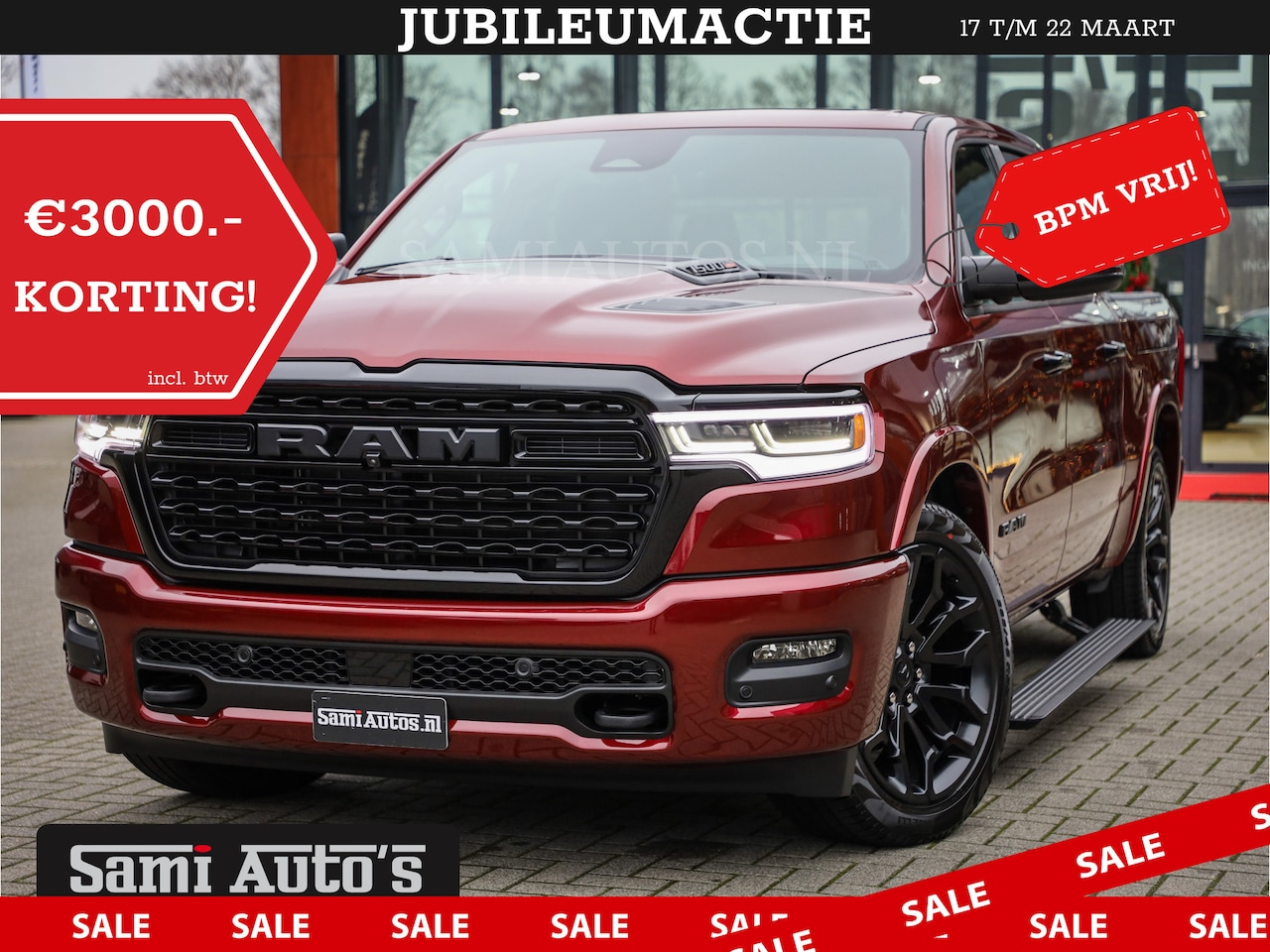 Dodge Ram 1500 - LIMITED NIGHT HIGH OUTPUT 540PK 706 Nm 2025 | XB9 | MASSAGE | BOM VOL | CREW CAB | DUBBELE - AutoWereld.nl