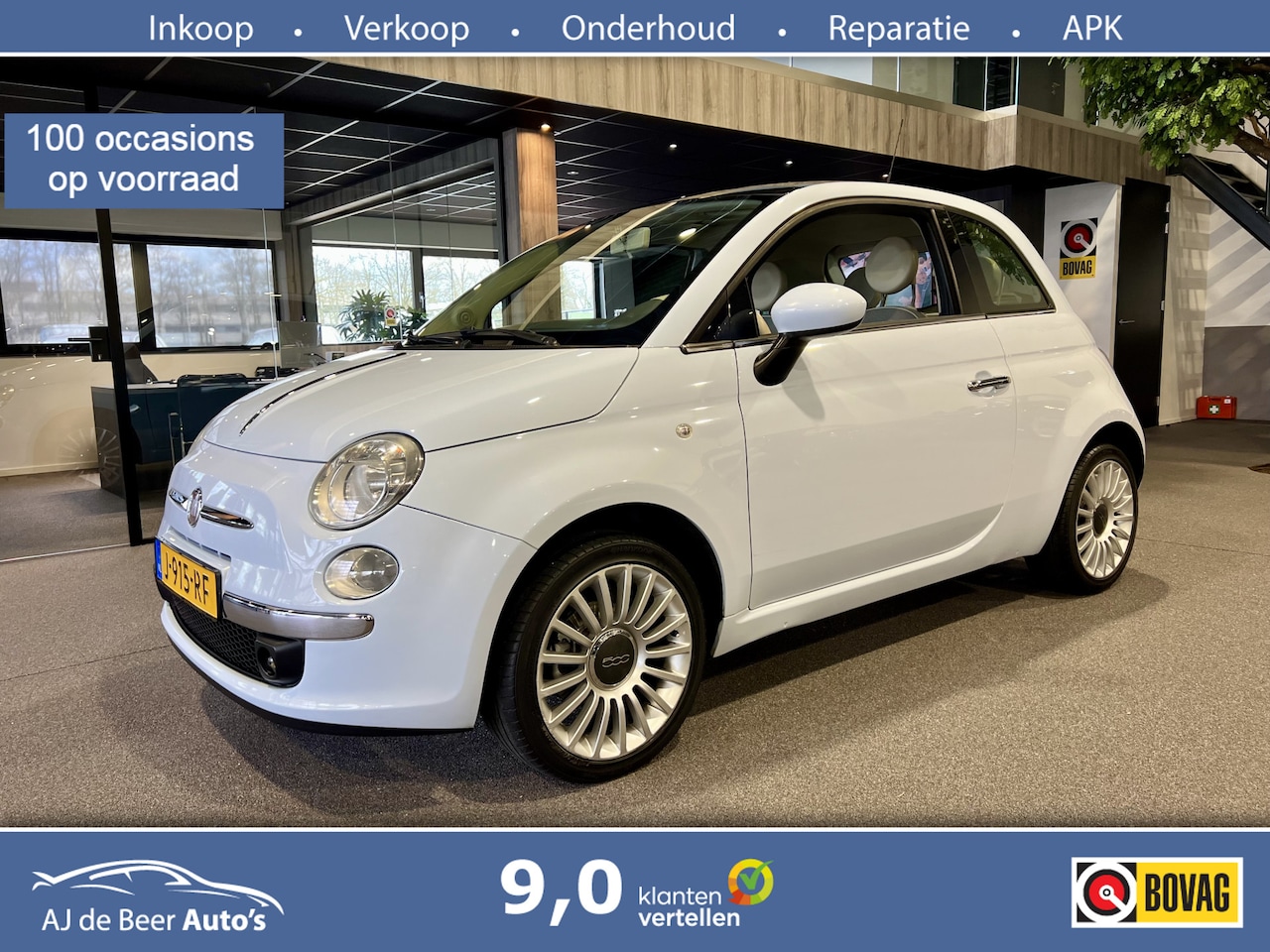 Fiat 500 - 1.2 Naked Panorama | Airco | Licht blauw - AutoWereld.nl