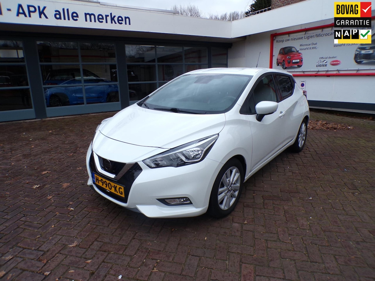 Nissan Micra - 1.0 IG-T N-Connecta Navi./Pearl White metallic/Apple Car Play/Android/A.R. Camera/Airco/Cr - AutoWereld.nl