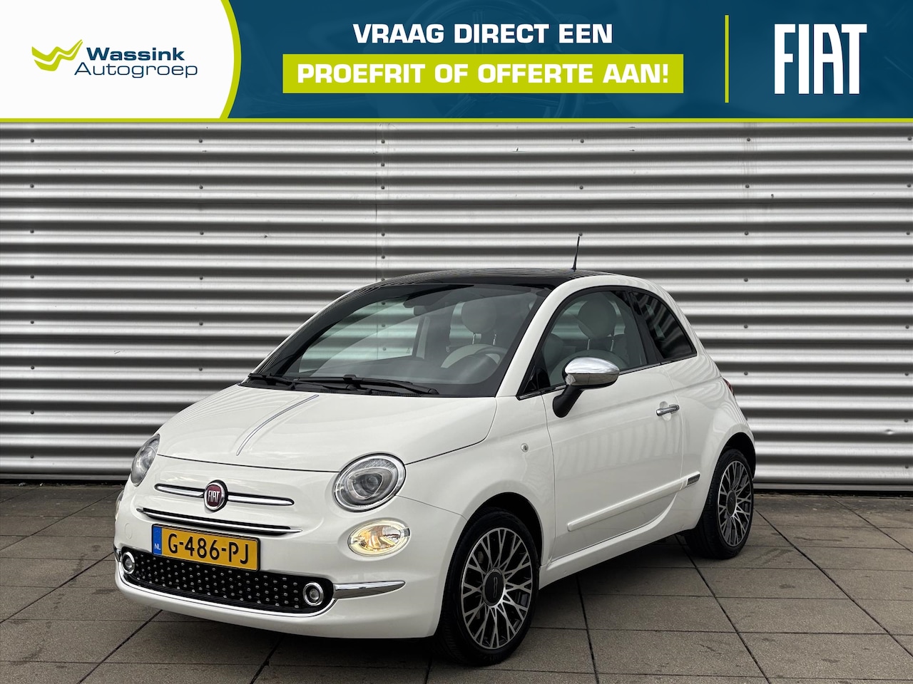 Fiat 500 - 1.2 69pk 4-Cylinder Lounge Airco | Navigatie | NL auto | Panorama Dak | 16 Inch Lichtmetal - AutoWereld.nl