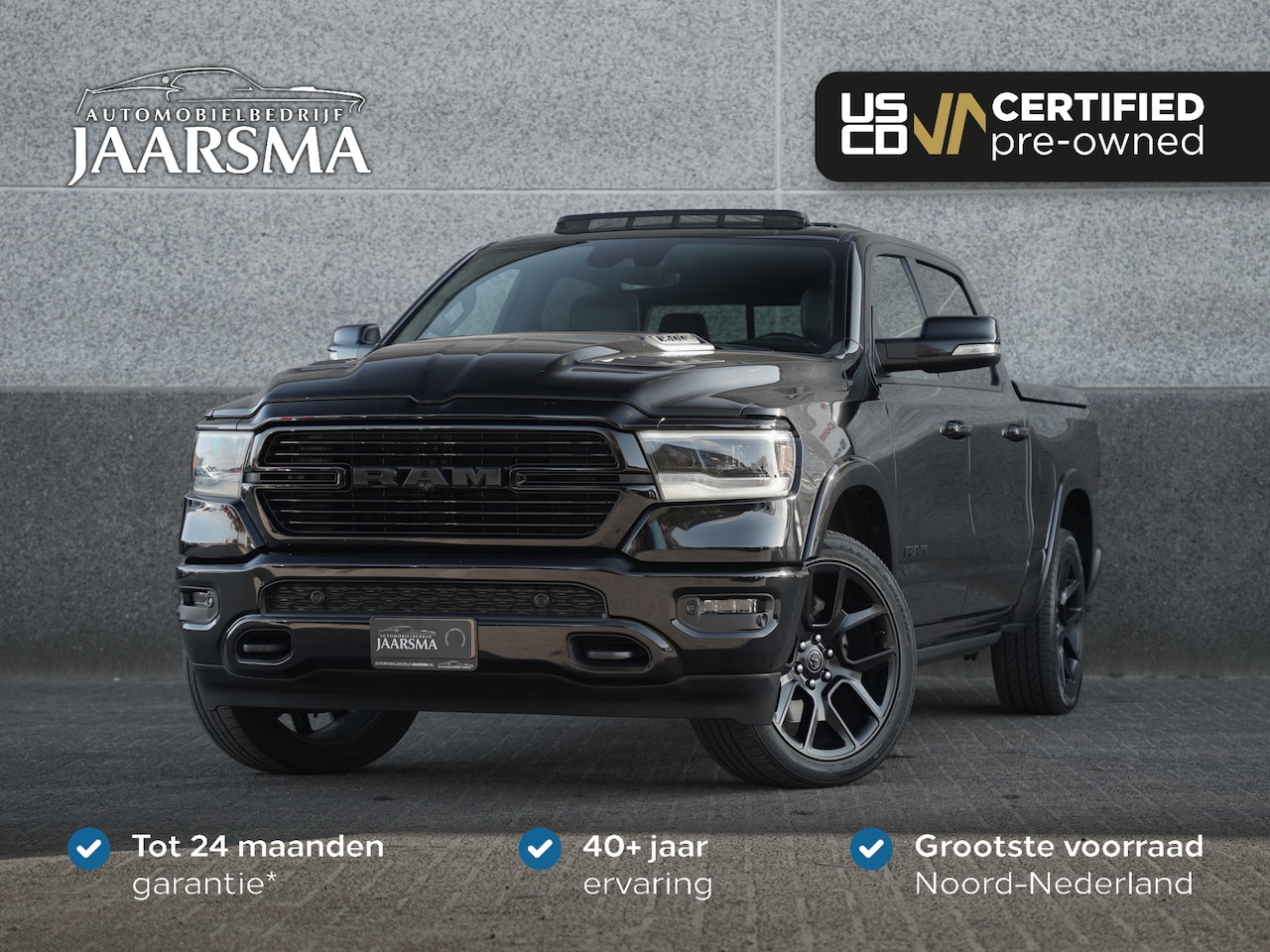 Dodge Ram 1500 - 5.7 V8 4x4 CrewCab Laramie Night |Adaptive Cruise |12 inch Navigatie |Tonneau Cover | - AutoWereld.nl